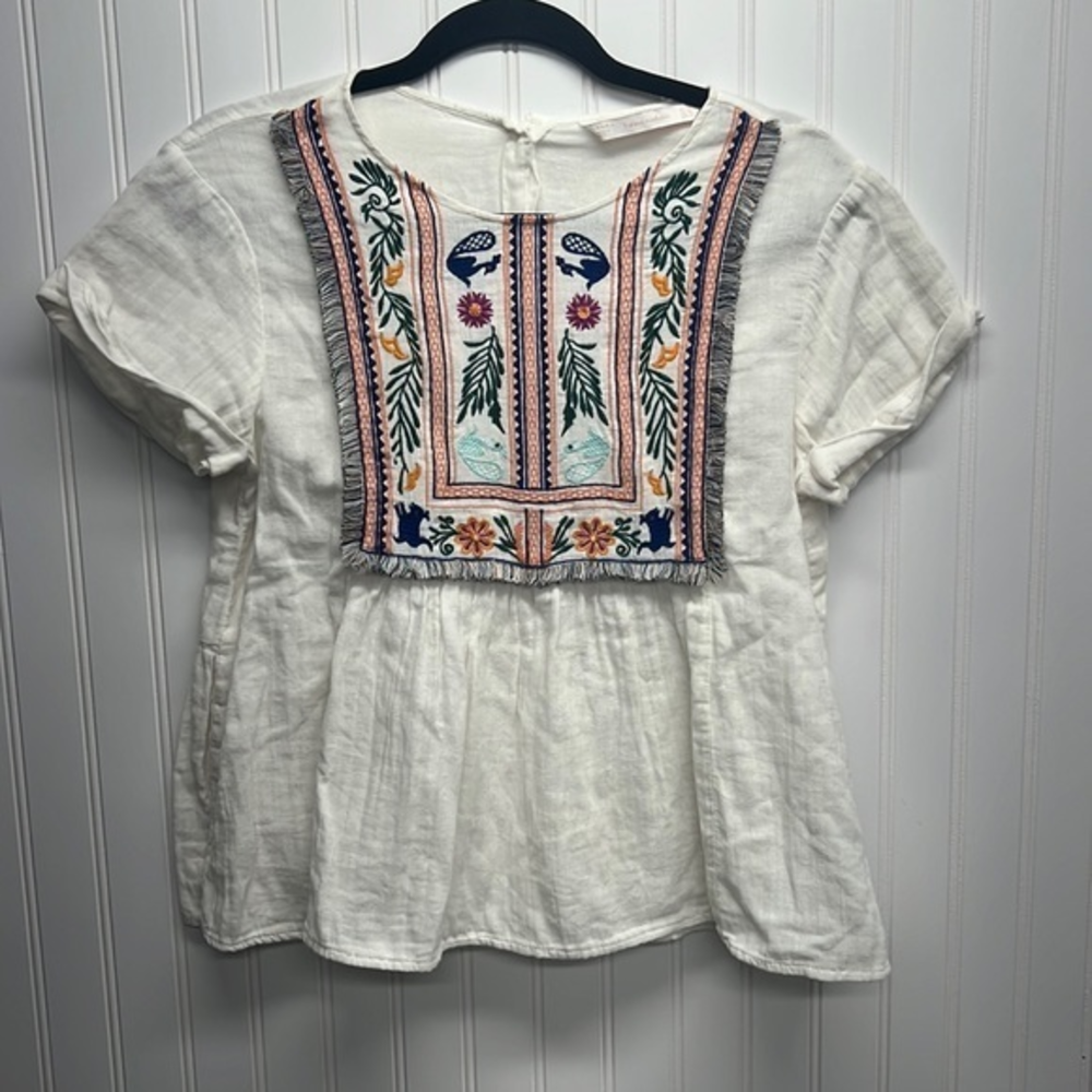 Zara‎ Trafaluo Collection Boho Peasant top Sz XS